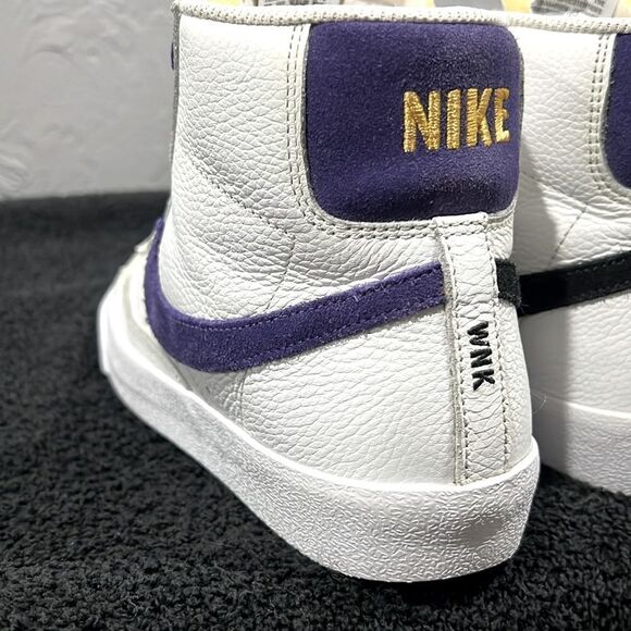 ?? NIKE Blazer Mid \'77 Vintage Leather SNEAKER Shoes White Purple Black Men Sz main image 7